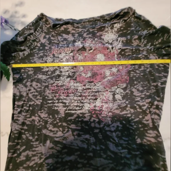 {BOGO FREE} Venezia Black and Purple Graphic 3/4 Sleeve Tee Size 18 - Picture 3 of 7